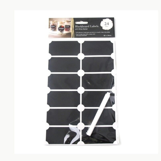 DATS 24pk Label Multi-Purpose Chalkboard w White Marker Self-adhesive School Office