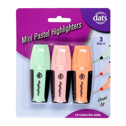 Dats 3x Mini Pastel Highlighter Marker Pen Kids Ink Colour Party School Office Paint