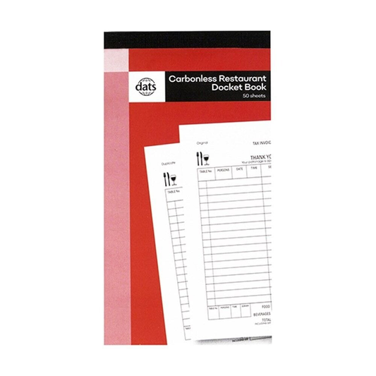 Dats 50 Page Carbonless Order Restaurant Docket Book Office Shop Business