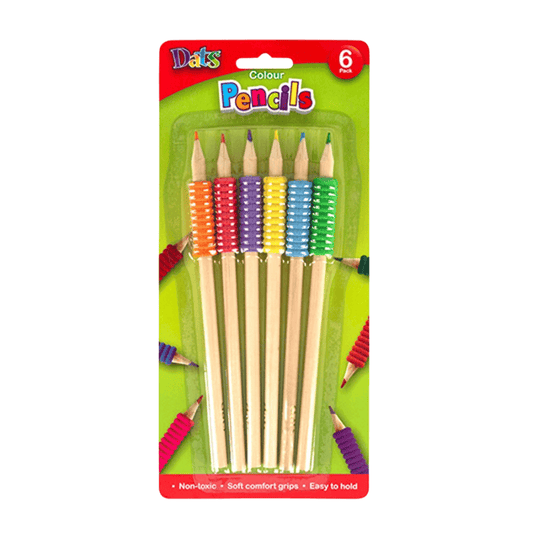 Dats 6Pcs Colour Pencils HB Colourful With Soft Comfort Grip School Home Office