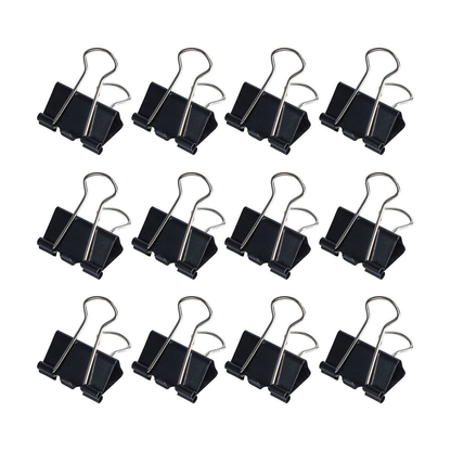 DATS 6x Foldback Clips Black Steel Binder Bulldog Clip Paper Office Document 25mm