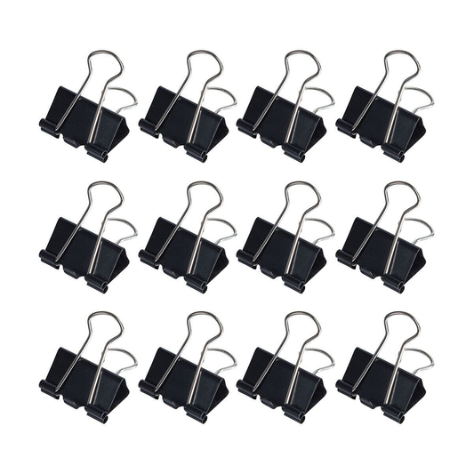 DATS 6x Foldback Clips Black Steel Binder Bulldog Clip Paper Office Document 25mm