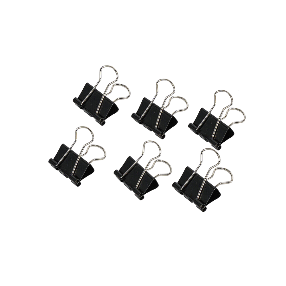 DATS 6x Foldback Clips Black Steel Binder Bulldog Clip Paper Office Document 25mm