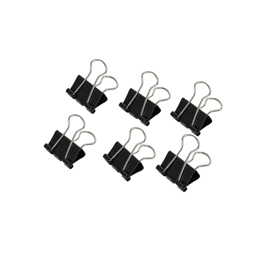 DATS 6x Foldback Clips Black Steel Binder Bulldog Clip Paper Office Document 25mm