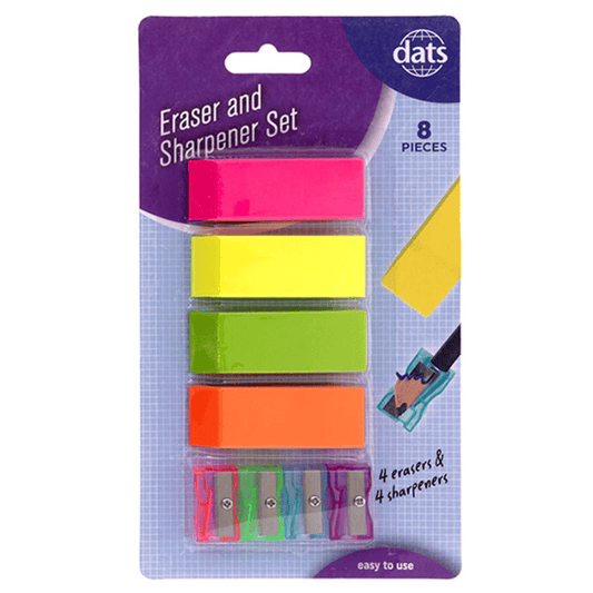 DATS 8x 4 Eraser 4 Pencil Sharpener Set Drawing Sketching Size Home School Office