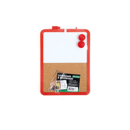 DATS A4 Coloured Edge Corkboard Wooden Frame with 4pcs Push Pins 1 Marker 2 Magnets
