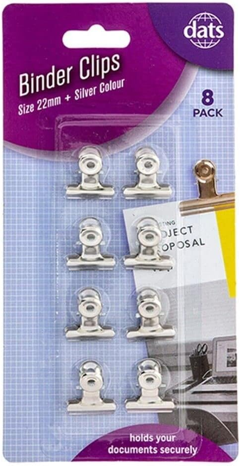 Dats Binder Clips 8x Foldback Clips Black Steel Binder Bulldog Clip Paper Office Document 22mm