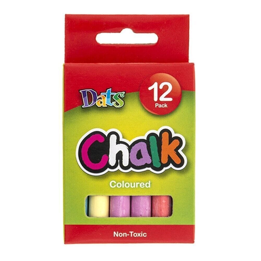 DATS Chalk Dustless Chalk 12 Coloured Sticks Make Fun for kids Home School Office Craft