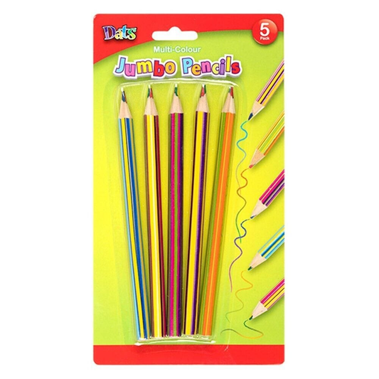 Dats Colour Pencil 5x Jumbo Multi Coloured Rainbow Wood Pencils Drawing Sketch Kids Art Craft