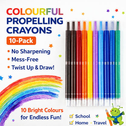 Dats Crayons 10 Propelling Crayons Assorted Colours Twist Crayon Non Toxic Kids Painting