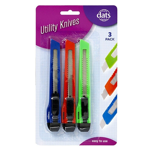 Dats Cutter 3x Utility Large Safety Knife Retractable Box cutter Blade Snap Off Razor 14mm