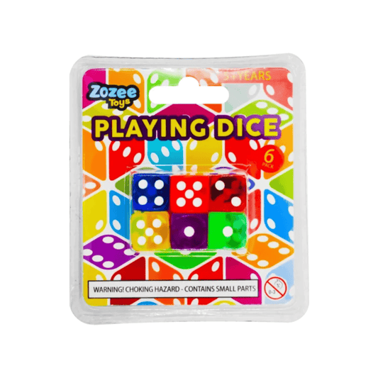 Dats Dice Set of 6 Six Sided Square Opaque 13.5mm Playing Dice Colorful W/ Black Pip Die