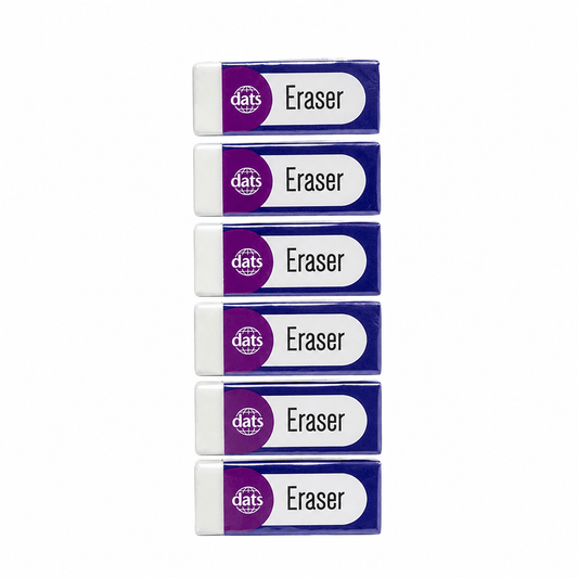 Dats Eraser 6pcs Rubber Eraser Pencil Eraser for Kids School Stationary Tool New White