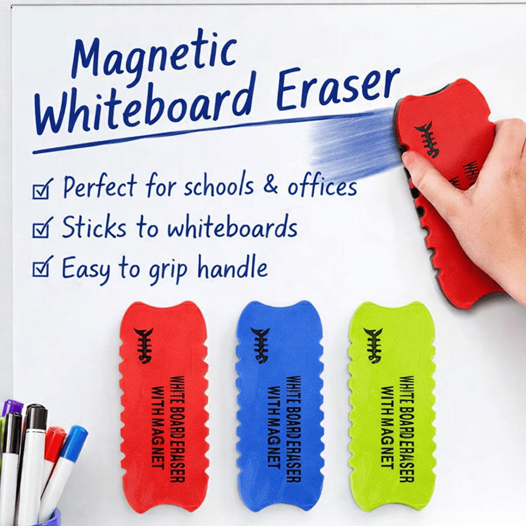 Dats Erasers Multi-Coloured 3x Whiteboard Eraser Colored Magnet Blackboard Cleaner Foam Chalk Drywipe Light