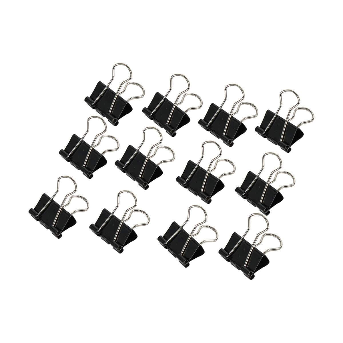 DATS Foldback Clips 6x Foldback Clips Black Steel Binder Bulldog Clip Paper Office Document 19mm
