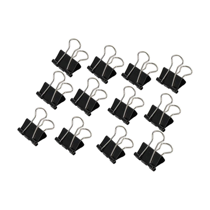 DATS Foldback Clips 6x Foldback Clips Black Steel Binder Bulldog Clip Paper Office Document 19mm