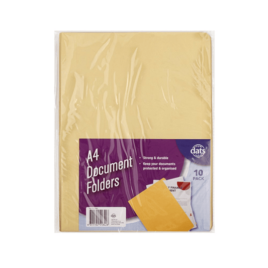Dats Folder Yellow Document Files Folder Pack of 10 Fits Foolscap Office Home A4 355 x 241mm