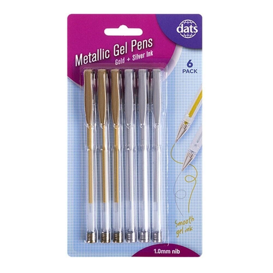 Dats Gel Pens 6 Pack Metallic Gel Gold Silver Ink Pens Assorted Pen Writing School Stationary