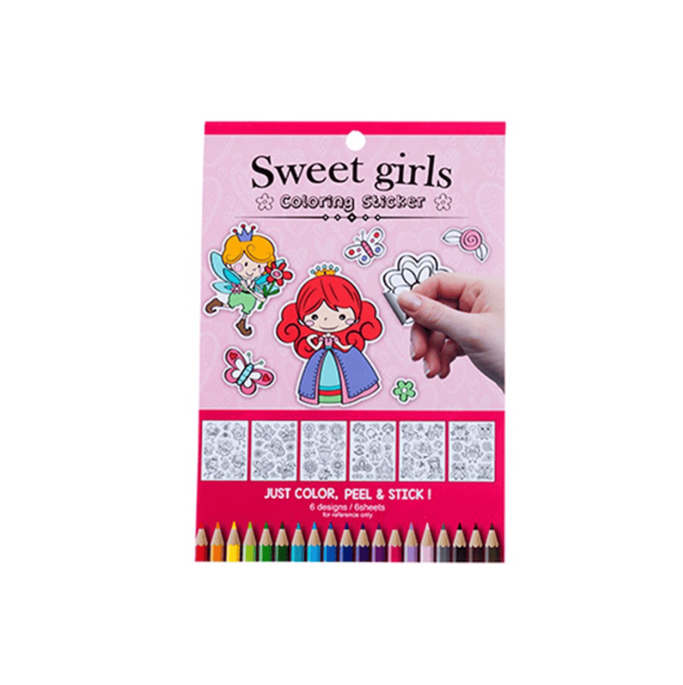 DATS Home & Garden > Hobbies > Arts & Crafts Sweet 6 Sheets 6 Designs Assorted Colouring Stickers Activity Book Kids Art Craft DIY