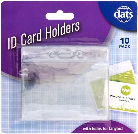 Dats ID Card holder 10 Horizontal Plastic ID Card Holder Pouch Clear PVC Lanyard Work Badge Lock