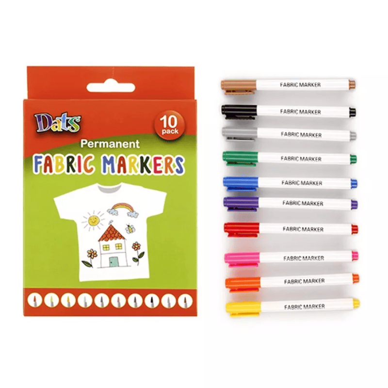 Dats Marker Fabric Markers Pen 10 Colors Permanent Fabric Paint Marker Pens for DIY Craft