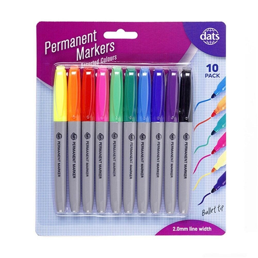 Dats Markers 10pcs Permanent Highlighter Pens Set Bullet Tip Marker Craft Stationary School
