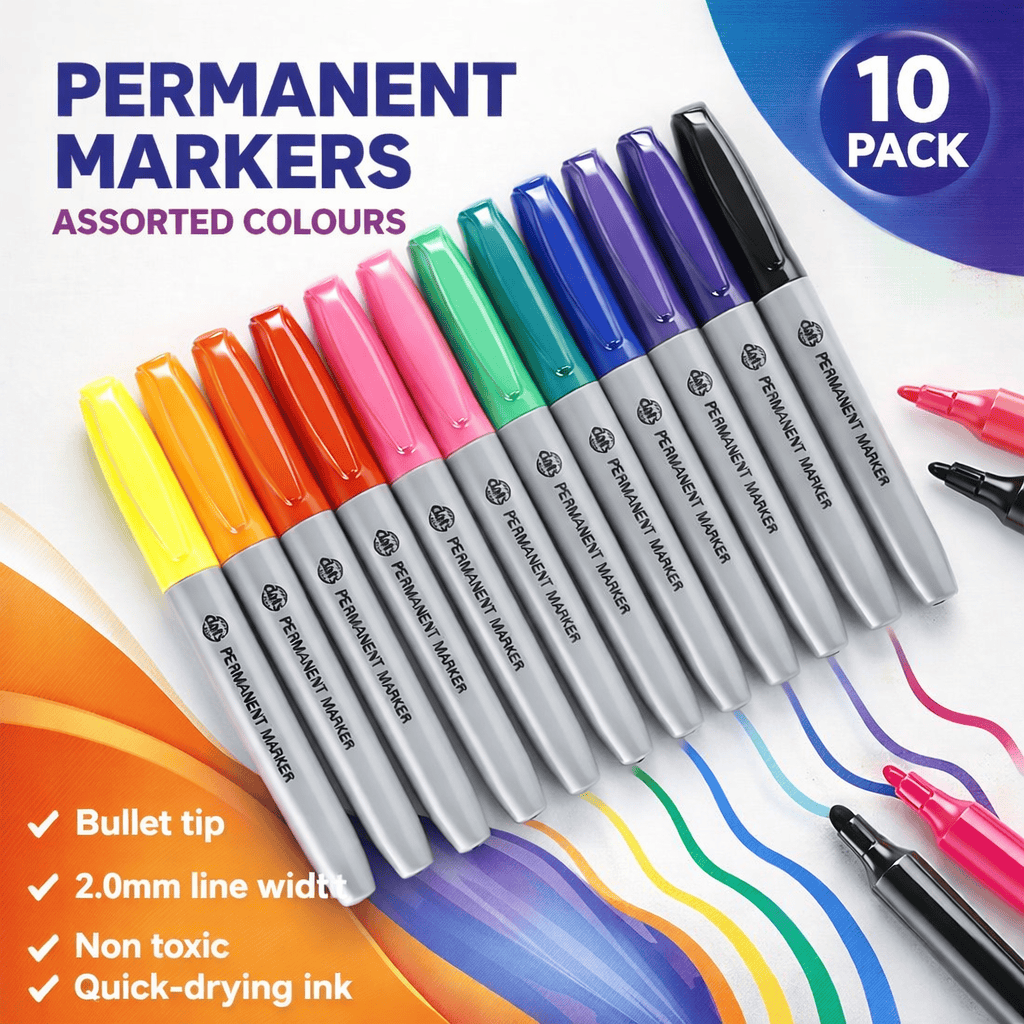 Dats Markers 10pcs Permanent Highlighter Pens Set Bullet Tip Marker Craft Stationary School