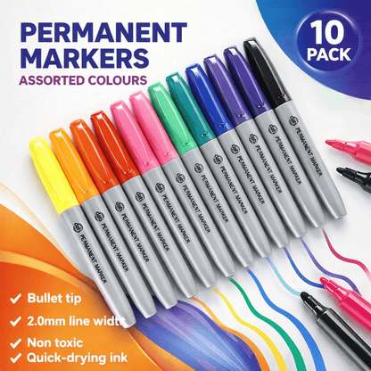 Dats Markers 10pcs Permanent Highlighter Pens Set Bullet Tip Marker Craft Stationary School