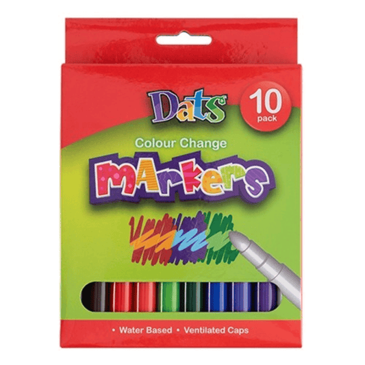 DATS Markers 10pk Colour Change Markers 9pc Coloured 1pc Changing Marker Art Magic School