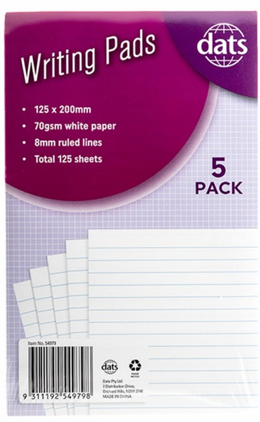 Dats Memo Pads 125 Sheets Plain Writing Pad 12.5cm x 20cm Paper Office Study Note Book Memo
