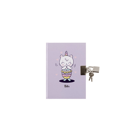 Dats Notebook A6 Notebook Hard Cover Printed with lock 4 Assorted Kids Design Diaries Purple