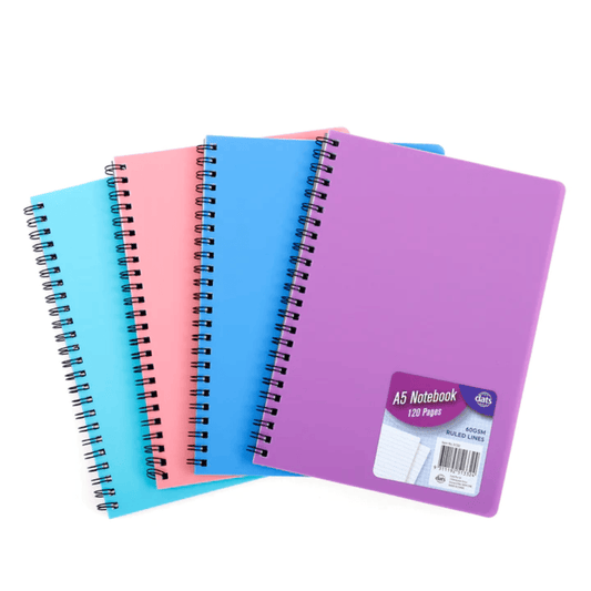 Dats Noteboook A4 Notebook Basic Spring PP Col 120 Pages 60 GSM Ruled Lines