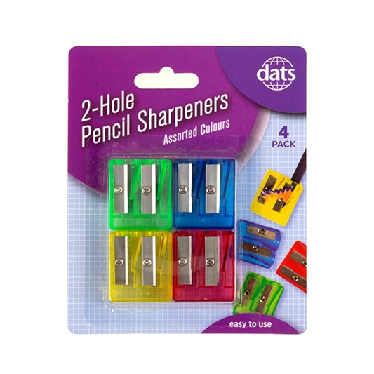Dats Pencil sharpener 4 Pack Plastic Double Hole Pencil Sharpener School Stationery Office