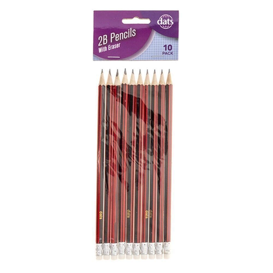Dats Pencils 10Pcs Pencils 2B With Eraser School Home Office Red and black