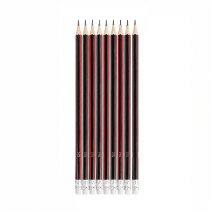 Dats Pencils 10Pcs Pencils HB With Eraser School Home Office Red and black