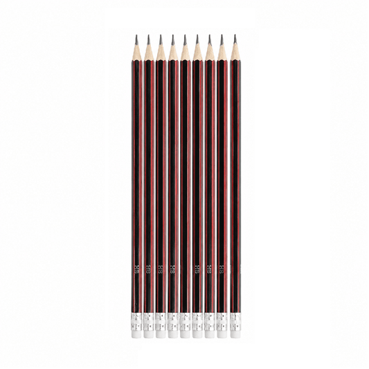 Dats Pencils 10Pcs Pencils HB With Eraser School Home Office Red and black