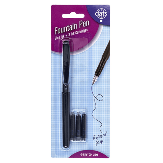 DATS Pens Pen Fountain 3 Ink Cartridges Blue Ink School Office stationery Office Art Craft