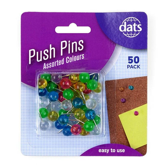 Dats Push Pins 50PCS Push Pins Colourful Drawing Pins Notice Board Cork Board Office School