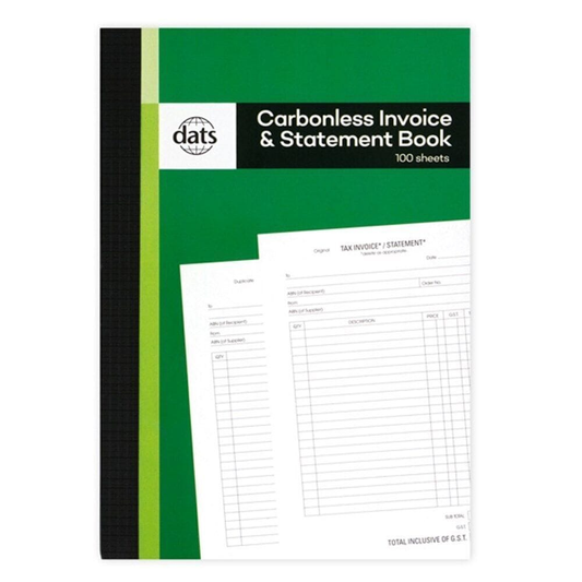 Dats Receipt book 100 Page Carbonless Tax GST Invoice Order Receipt Book and Statement
