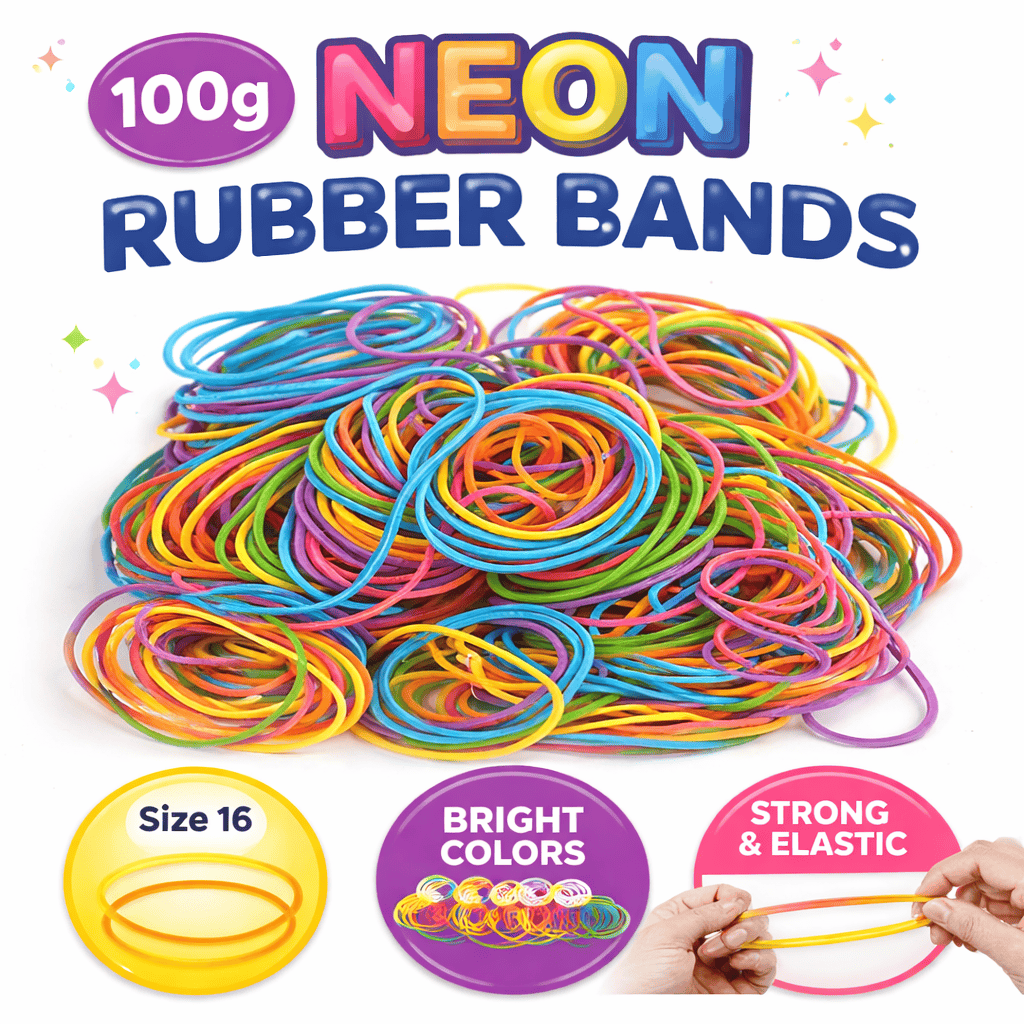 DATS Rubber Bands 100g Rubber Band Mixed Colour Bands Size 16 60x1.5mm Elastic Home Office