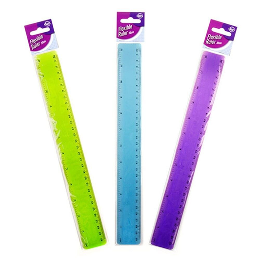 Dats Ruler 30cm Plastic Ruler Flexible School 12Inch Stationery Office Purple Blue Green
