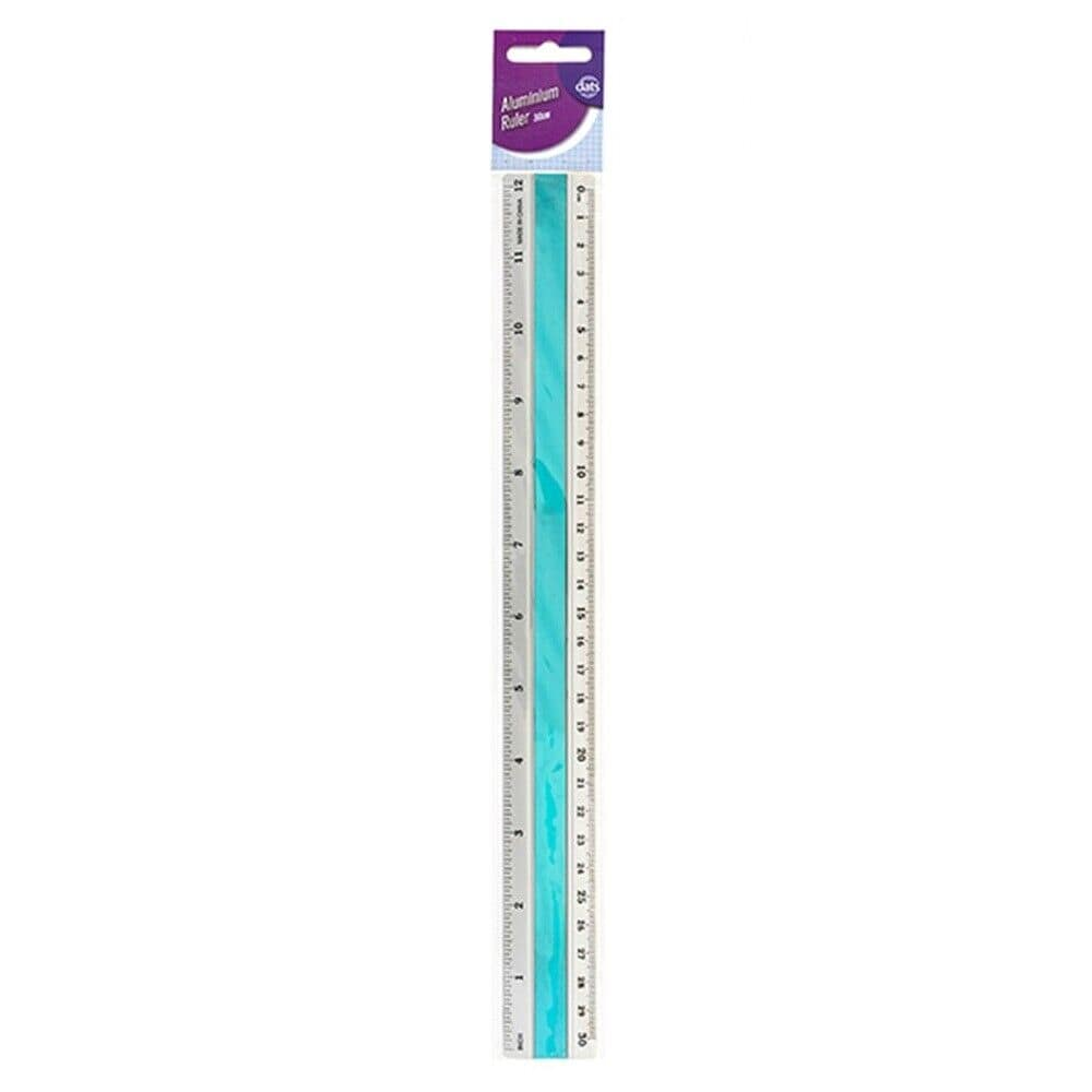 Dats Ruler Blue 30cm Aluminium Ruler Silver School 12Inch Stationery Office Colorful