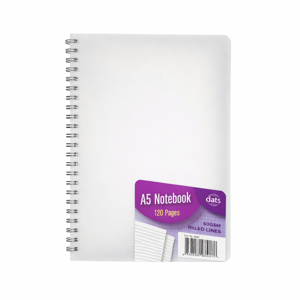 Dats Stationary A5 Clear Cover Ruled Notebook Note Book Stationery Memo Office School 120 Pages