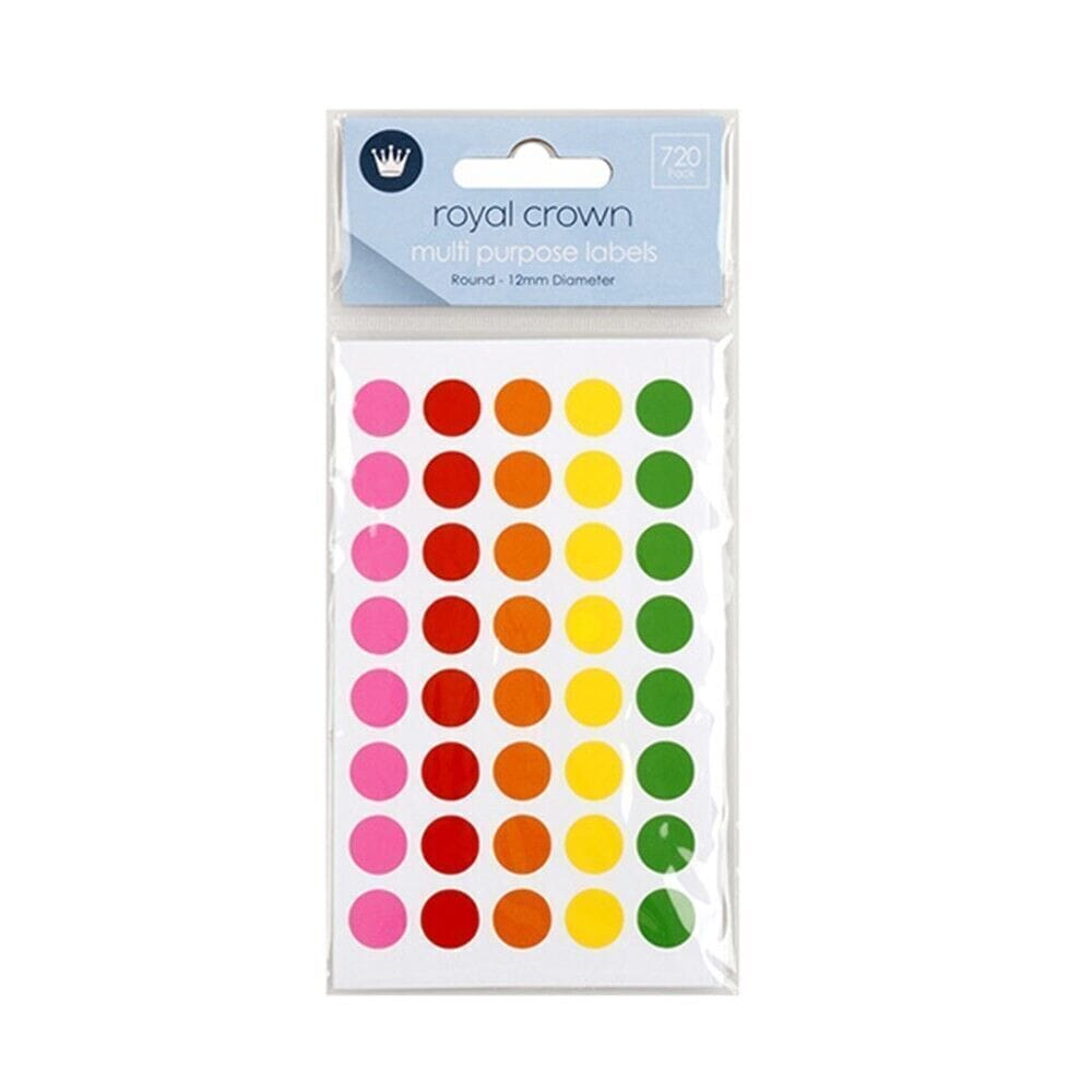 Dats Sticker labels 720 Pcs Assorted Circle Colour Code Round Sticker Label Dots Spots coloured 12mm