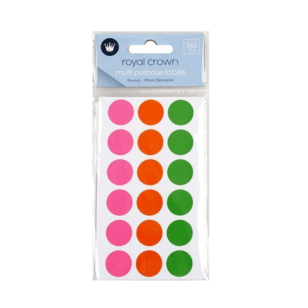 Dats Stickers 360 Pcs Assorted Circle Colour Code Round Sticker Label Dots Spots coloured 19mm