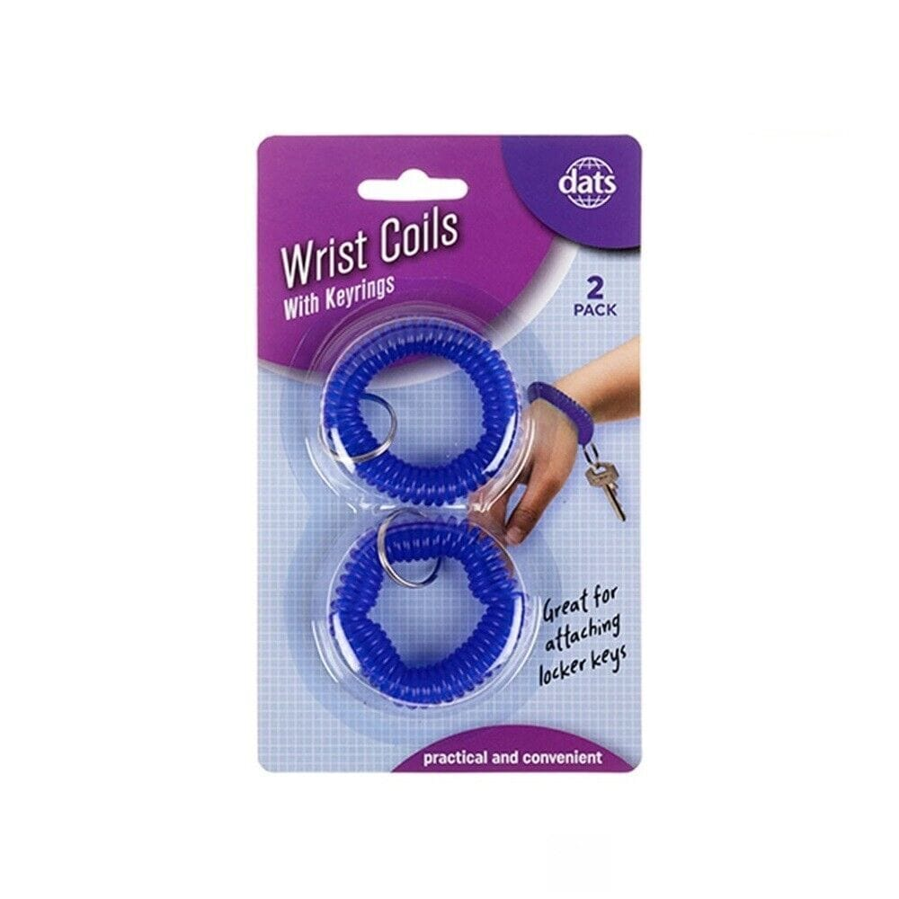 Dats Wrist Coil 2 Pack Wrist Keychain Key Spring Spiral Stretch Coil Wristband Ring Blue