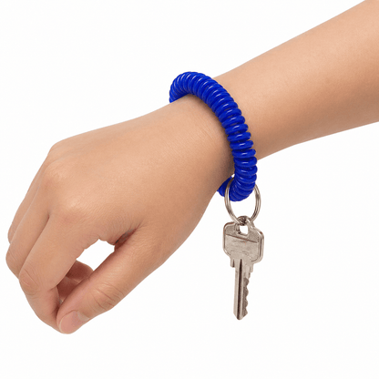 Dats Wrist Coil 2 Pack Wrist Keychain Key Spring Spiral Stretch Coil Wristband Ring Blue
