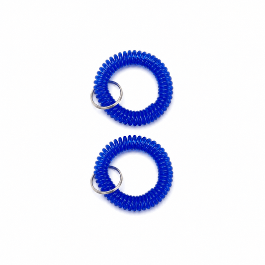 Dats Wrist Coil 2 Pack Wrist Keychain Key Spring Spiral Stretch Coil Wristband Ring Blue
