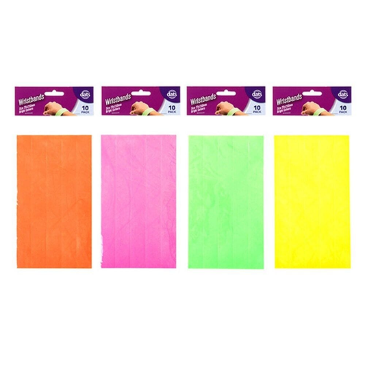 Dats Wristbands 10 Pack Paper Event Wristbands Party Event ID Security Birthday Bright Colours