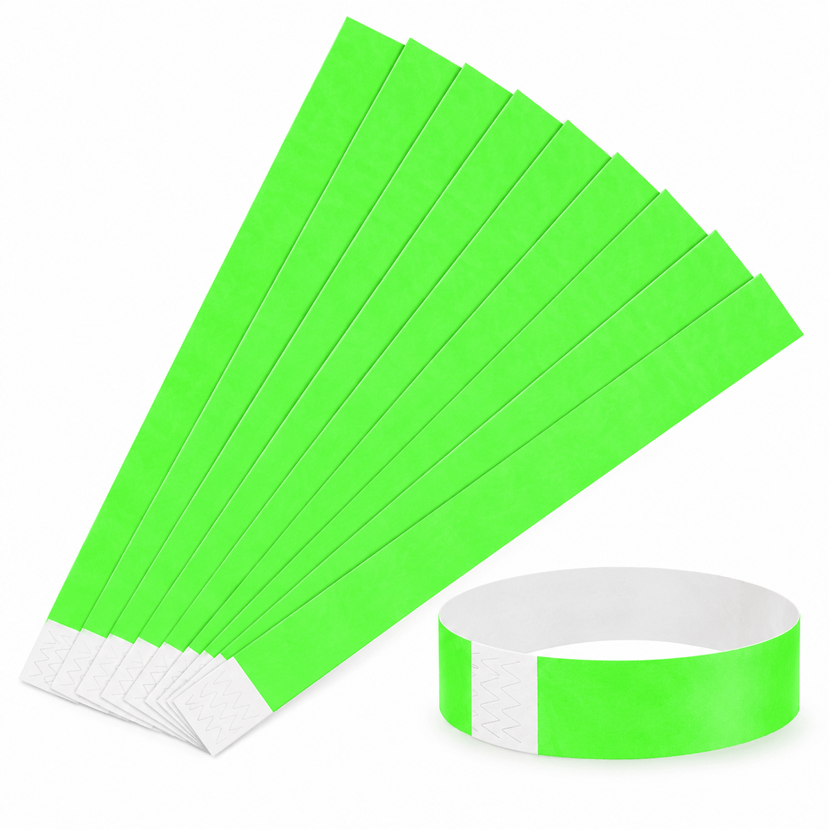 Dats Wristbands Green 10 Pack Paper Event Wristbands Party Event ID Security Birthday Bright Colours